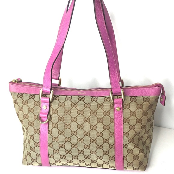 Authentic Gucci brown tote with pink leather - Picture 2 of 16